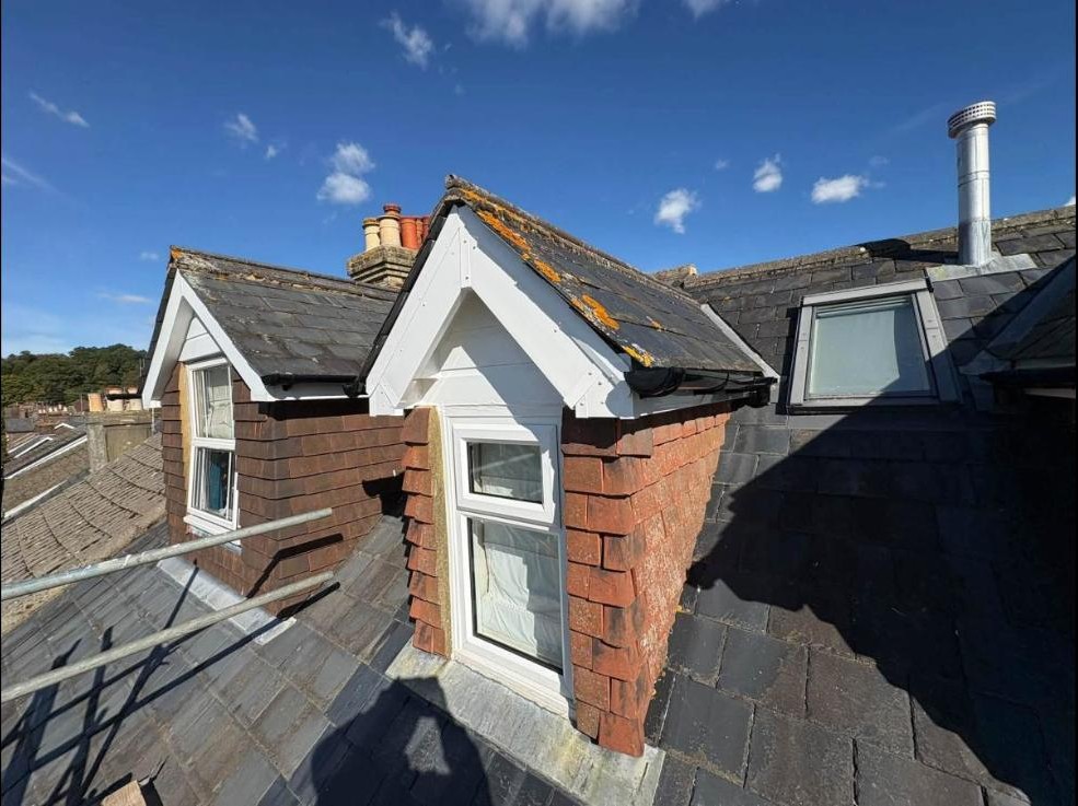 New UPVC fascia, soffit and guttering fitted to two dormer windows, Reigate
